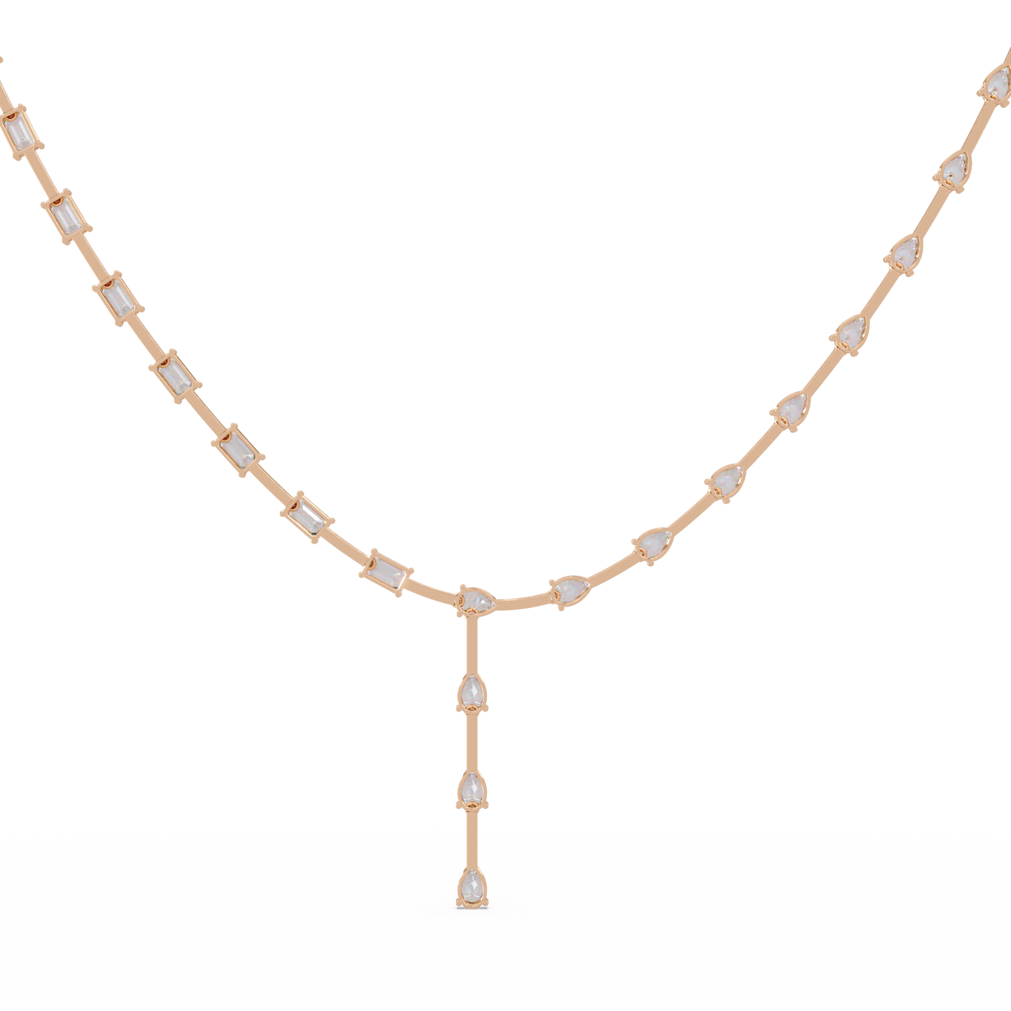 Multiple Shape Lab-Grown Diamond Drops Gold Tennis Necklace - HIGHCARAT DIAMONDS