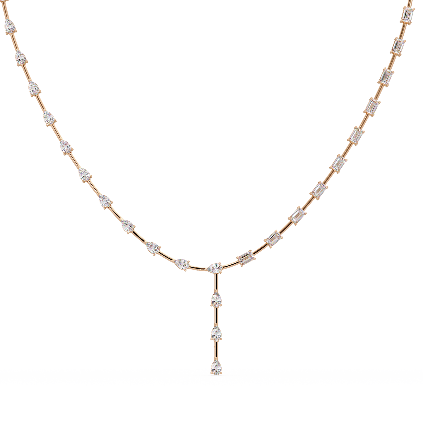 Multiple Shape Lab-Grown Diamond Drops Gold Tennis Necklace - HIGHCARAT DIAMONDS