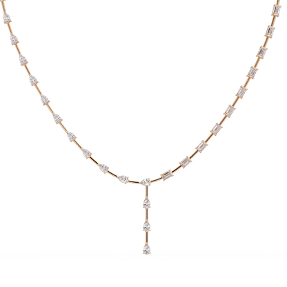 Multiple Shape Lab-Grown Diamond Drops Gold Tennis Necklace - HIGHCARAT DIAMONDS