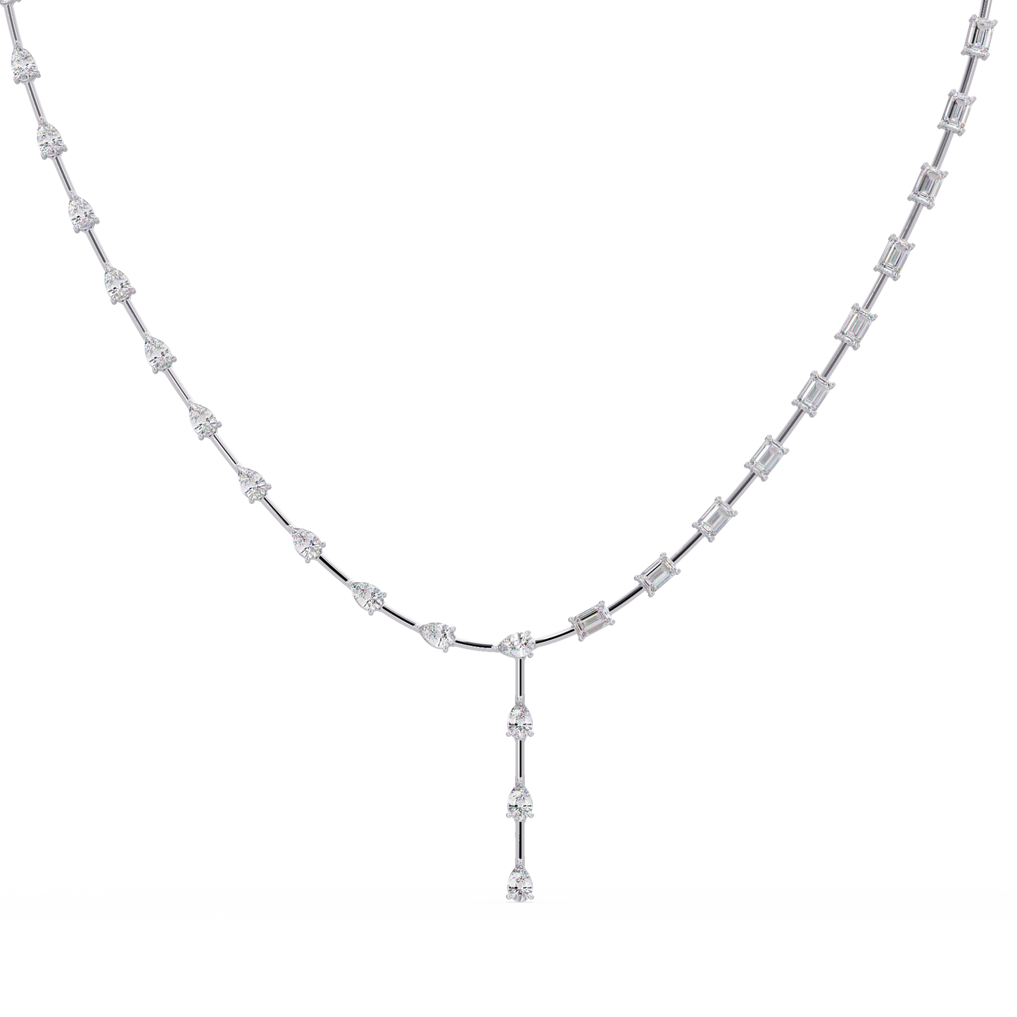 Multiple Shape Lab-Grown Diamond Drops Gold Tennis Necklace - HIGHCARAT DIAMONDS