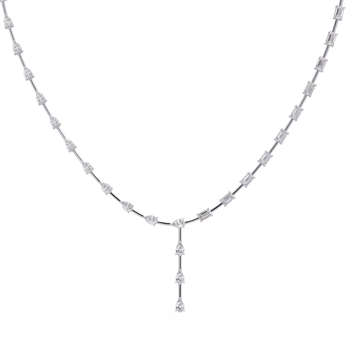 Multiple Shape Lab-Grown Diamond Drops Gold Tennis Necklace - HIGHCARAT DIAMONDS