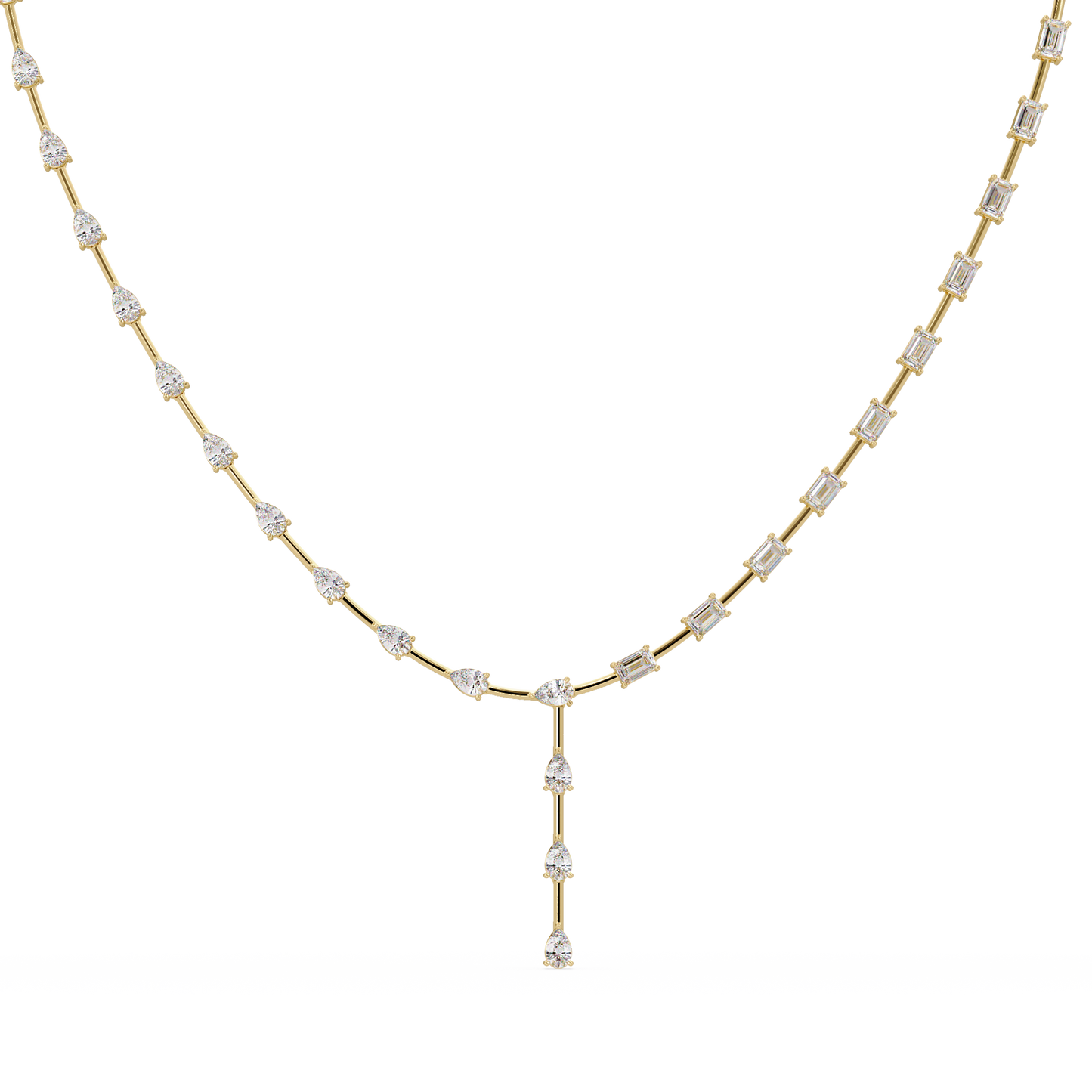 Multiple Shape Lab-Grown Diamond Drops Gold Tennis Necklace - HIGHCARAT DIAMONDS