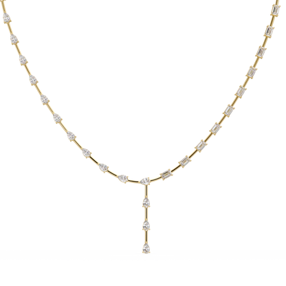 Multiple Shape Lab-Grown Diamond Drops Gold Tennis Necklace - HIGHCARAT DIAMONDS
