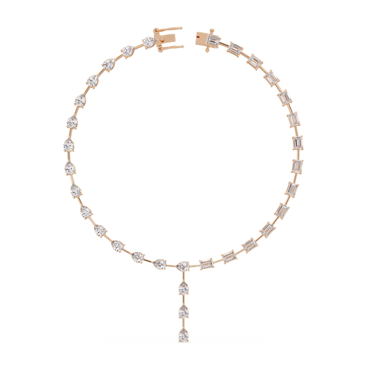 Multiple Shape Lab-Grown Diamond Drops Gold Tennis Necklace - HIGHCARAT DIAMONDS