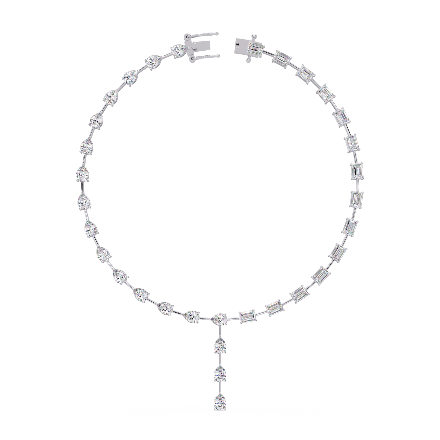 Multiple Shape Lab-Grown Diamond Drops Gold Tennis Necklace - HIGHCARAT DIAMONDS