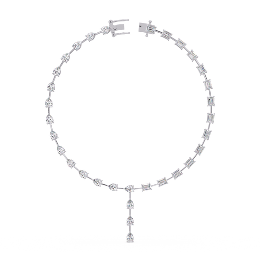 Multiple Shape Lab-Grown Diamond Drops Gold Tennis Necklace - HIGHCARAT DIAMONDS