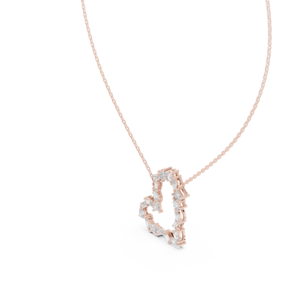 Multiple Diamond Heart Type Lab Grown-Natural Shining Diamond Pendant For Women - HIGHCARAT DIAMONDS