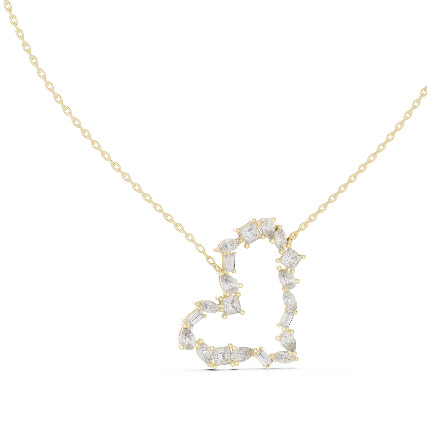 Multiple Diamond Heart Type Lab Grown-Natural Shining Diamond Pendant For Women - HIGHCARAT DIAMONDS