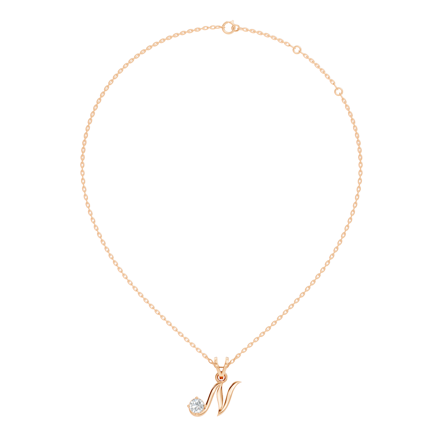 Round Shape Lab Grown Diamond 14k Solid Rose Gold Diamond Pendant For Occasionally Wear - HIGHCARAT DIAMONDS