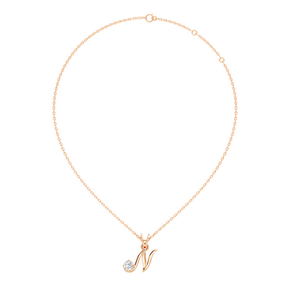 Round Shape Lab Grown Diamond 14k Solid Rose Gold Diamond Pendant For Occasionally Wear - HIGHCARAT DIAMONDS