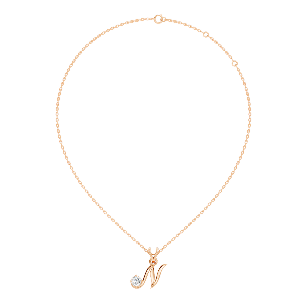 Round Shape Lab Grown Diamond 14k Solid Rose Gold Diamond Pendant For Occasionally Wear - HIGHCARAT DIAMONDS