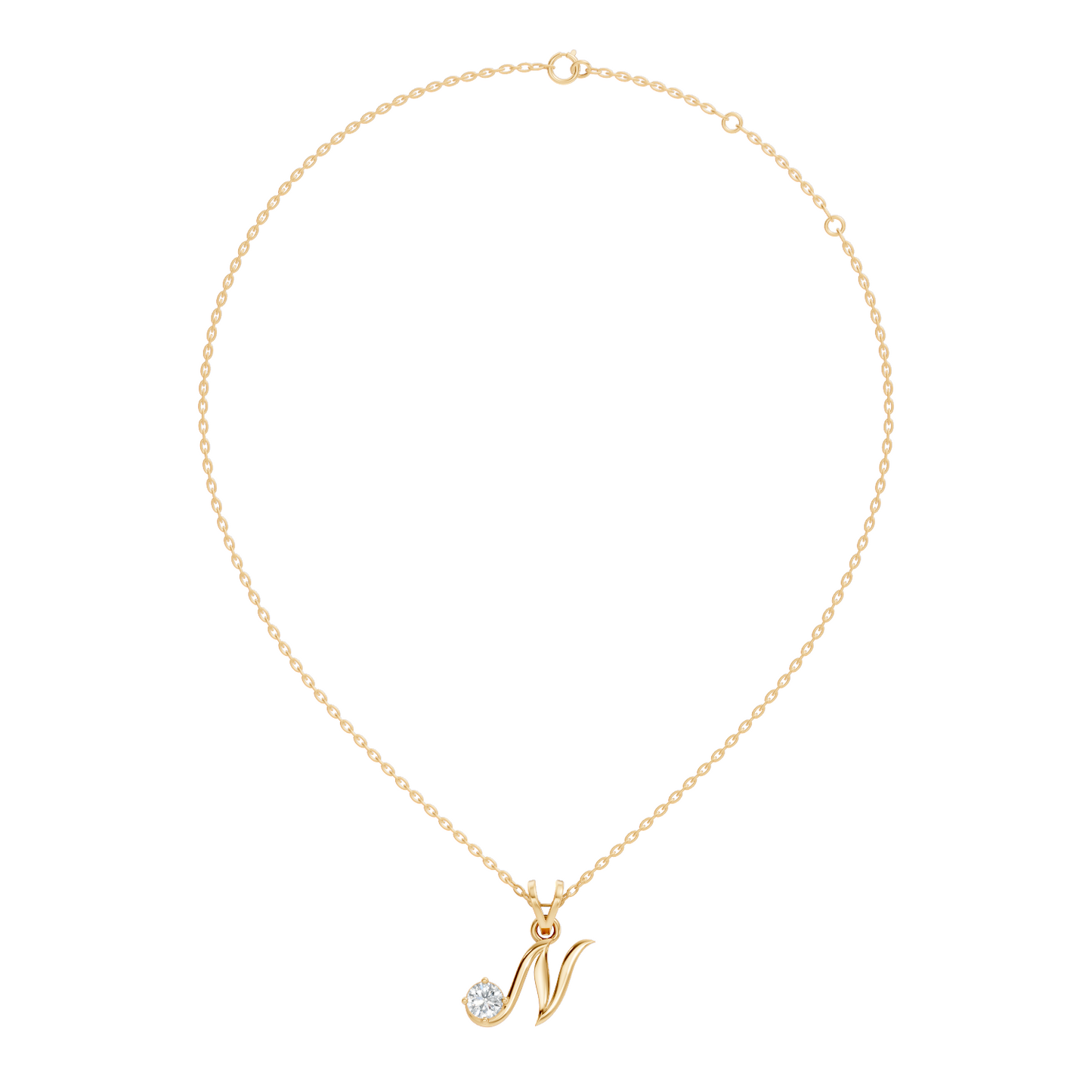 Round Shape Lab Grown Diamond 14k Solid Rose Gold Diamond Pendant For Occasionally Wear - HIGHCARAT DIAMONDS
