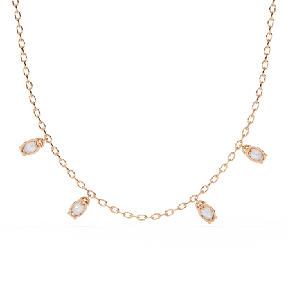 1.45 Carat Oval Cut Lab Grown Diamond 10K Solid Rose Gold Unique Vintage Party Wear Necklace Gift for Her Birthday