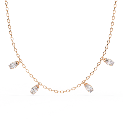 1.45 Carat Oval Cut Lab Grown Diamond 10K Solid Rose Gold Unique Vintage Party Wear Necklace Gift for Her Birthday