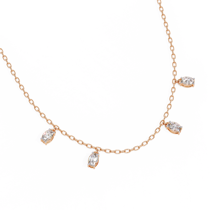 1.45 Carat Oval Cut Lab Grown Diamond 10K Solid Rose Gold Unique Vintage Party Wear Necklace Gift for Her Birthday