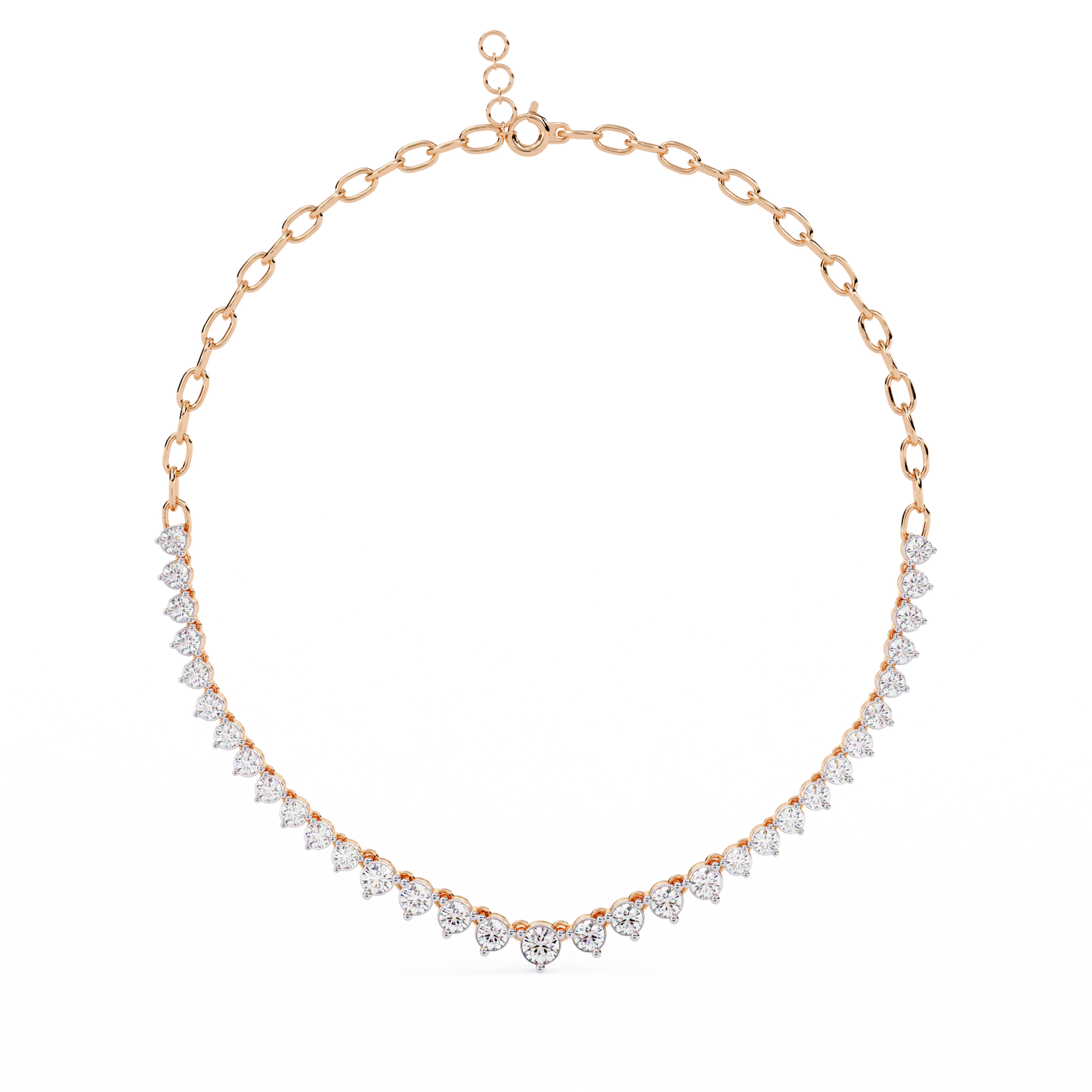 1.29 Ct ,14k Solid Gold Unique Round Cut Lab Grown & Natural Dainty Channel Set Diamond Necklace For Wedding
