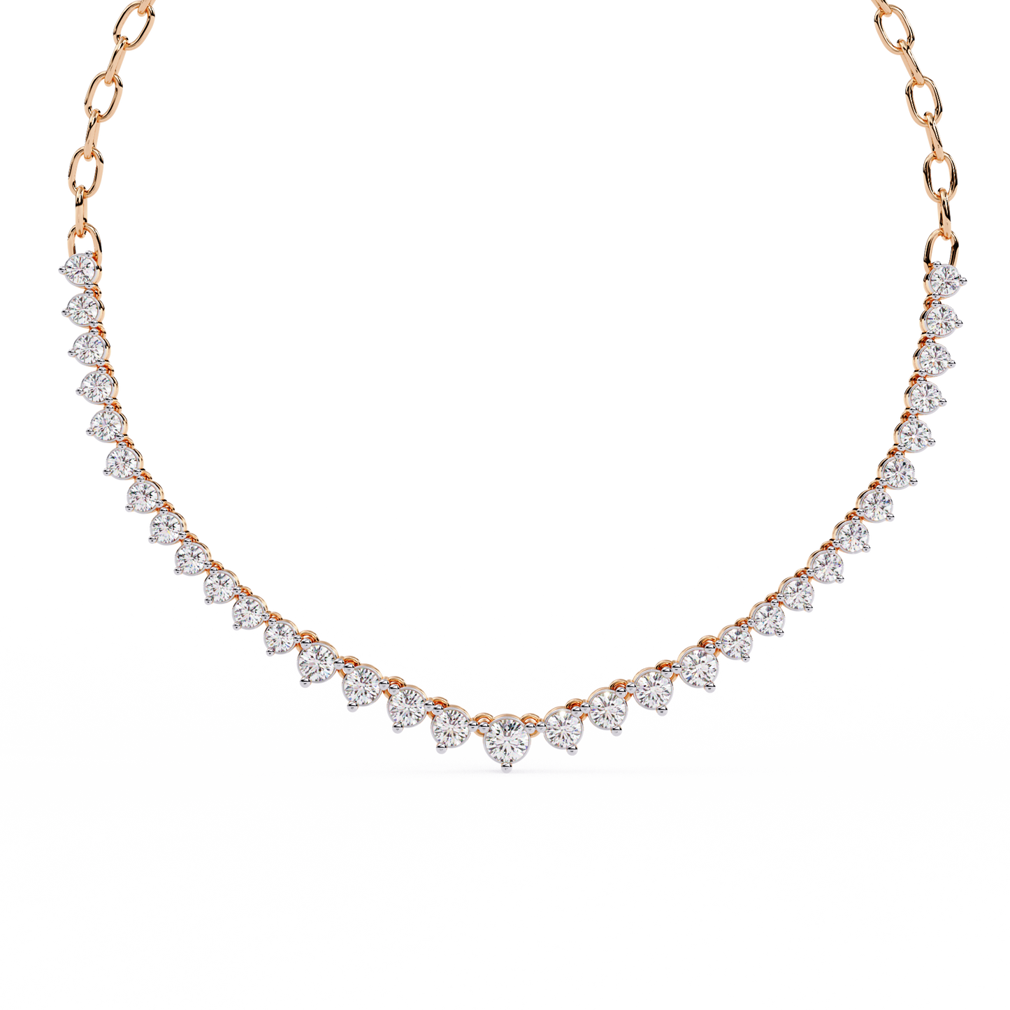 1.29 Ct ,14k Solid Gold Unique Round Cut Lab Grown & Natural Dainty Channel Set Diamond Necklace For Wedding