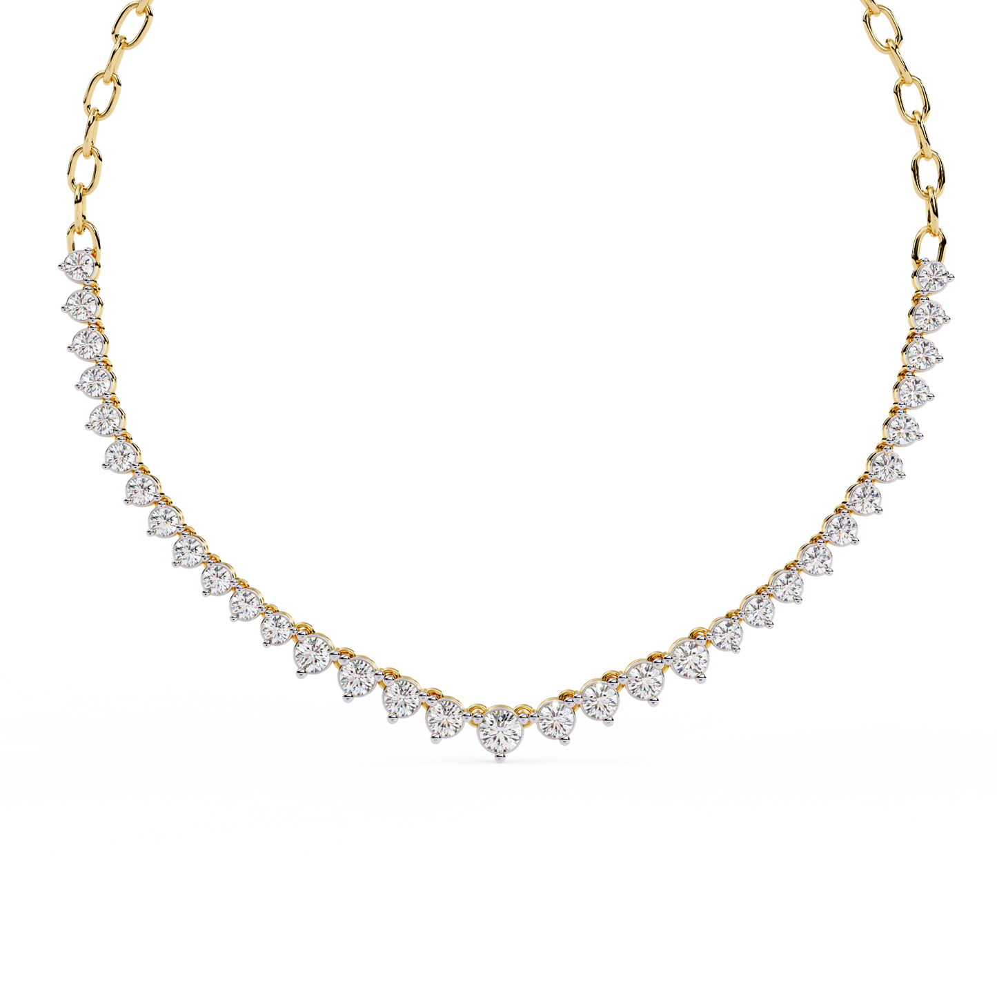 1.29 Ct ,14k Solid Gold Unique Round Cut Lab Grown & Natural Dainty Channel Set Diamond Necklace For Wedding