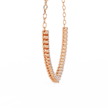 1.29 Ct ,14k Solid Gold Unique Round Cut Lab Grown & Natural Dainty Channel Set Diamond Necklace For Wedding