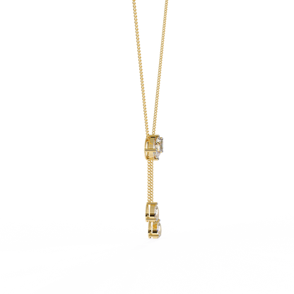 Pear And Emerald Lab Grown Cut Lab Grown Diamond Antique 18k Solid Gold Minimalist Dainty Party Wear Necklace