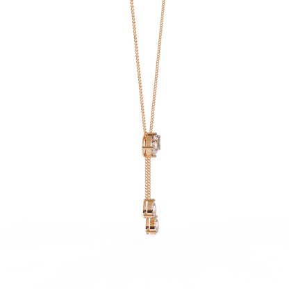 Pear And Emerald Lab Grown Cut Lab Grown Diamond Antique 18k Solid Gold Minimalist Dainty Party Wear Necklace