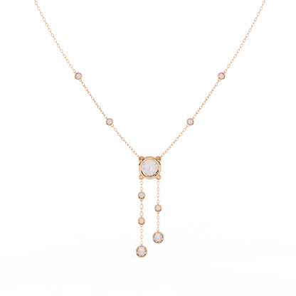 18k Solid Gold  Round Cut Lab Grown White Colorless  Diamond Art Deco Vintage Party Wear Anek Necklace
