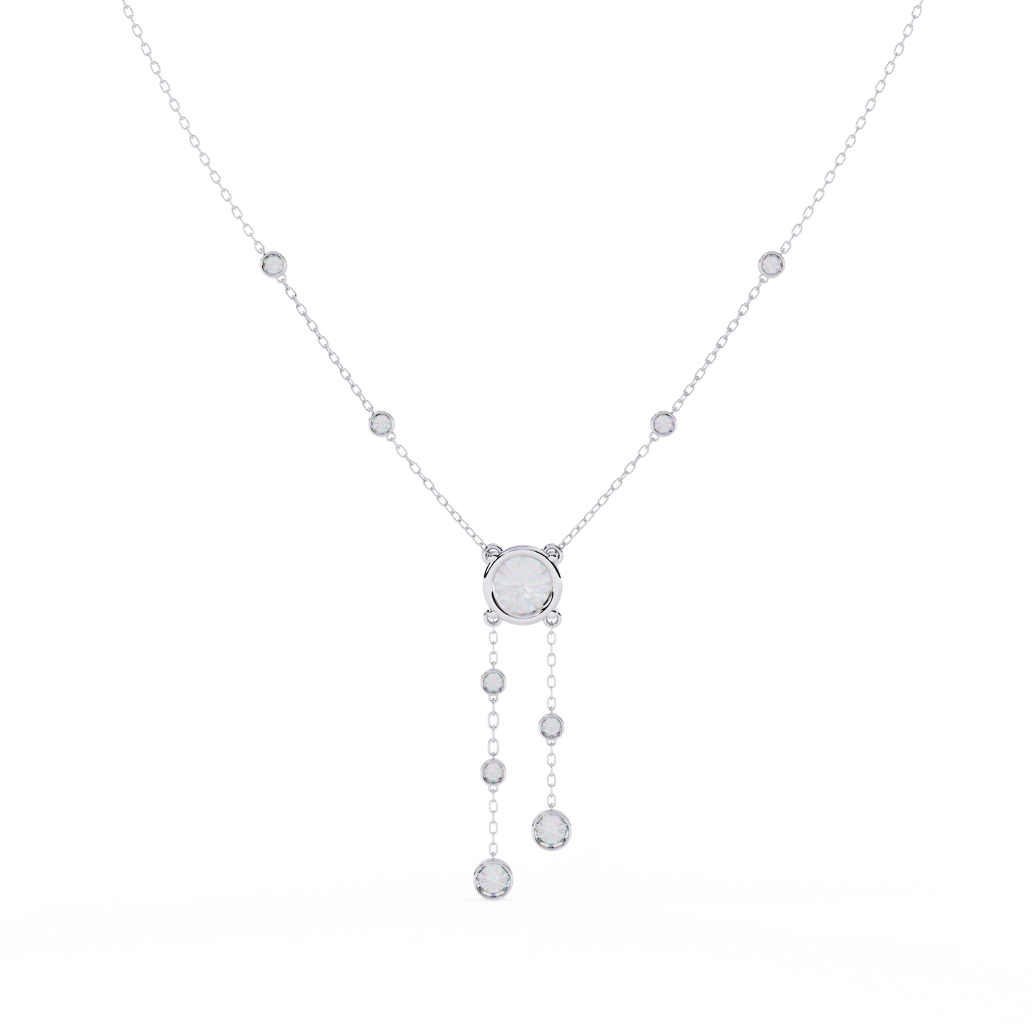 18k Solid Gold  Round Cut Lab Grown White Colorless  Diamond Art Deco Vintage Party Wear Anek Necklace
