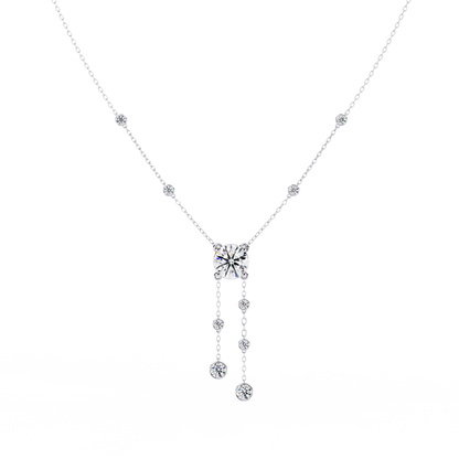 18k Solid Gold  Round Cut Lab Grown White Colorless  Diamond Art Deco Vintage Party Wear Anek Necklace