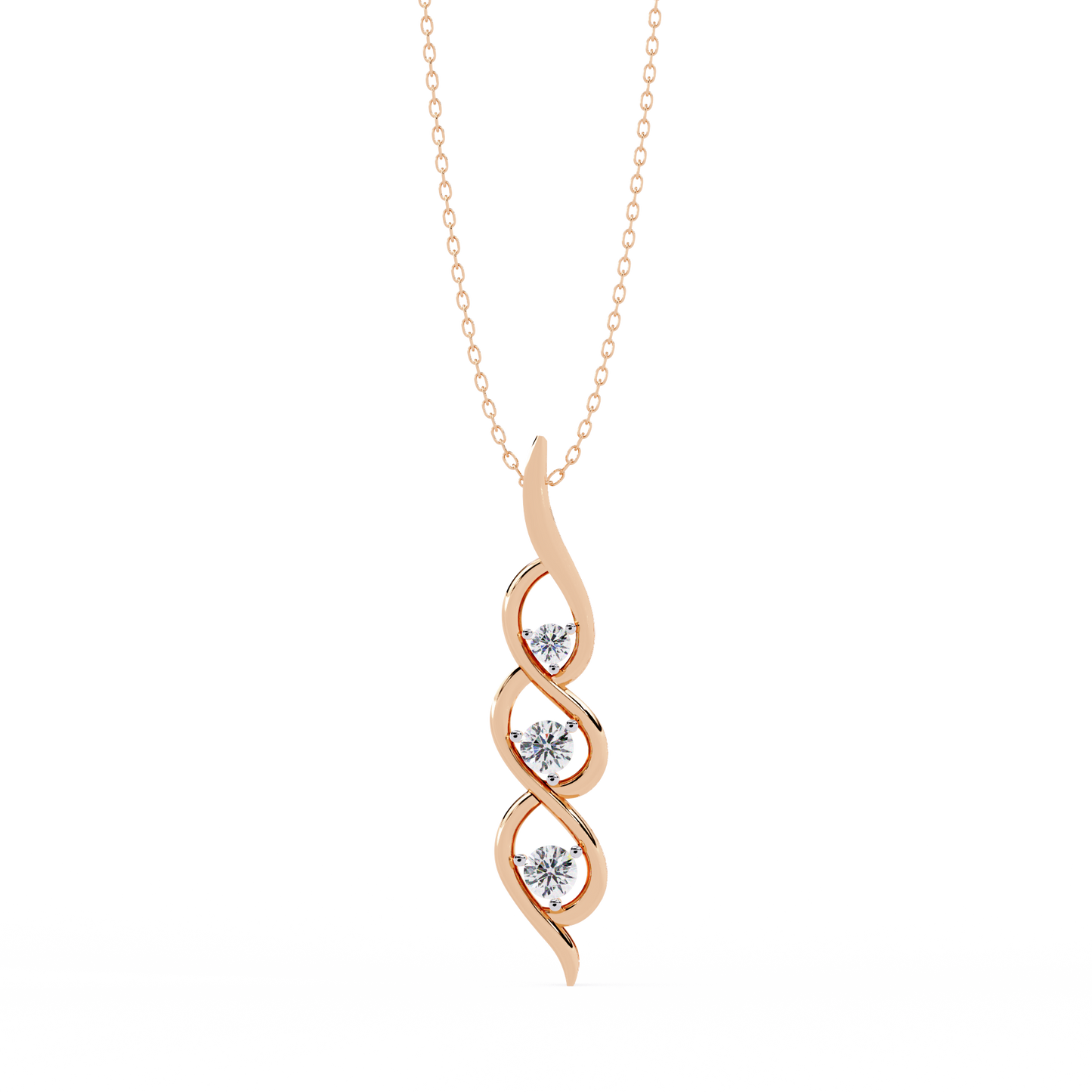 Round Cut Lab Grown Diamond  Antique Shapes 14K Solid Rose Gold Delicate Vintage  Pendant For bridal