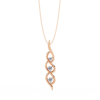 Round Cut Lab Grown Diamond  Antique Shapes 14K Solid Rose Gold Delicate Vintage  Pendant For bridal