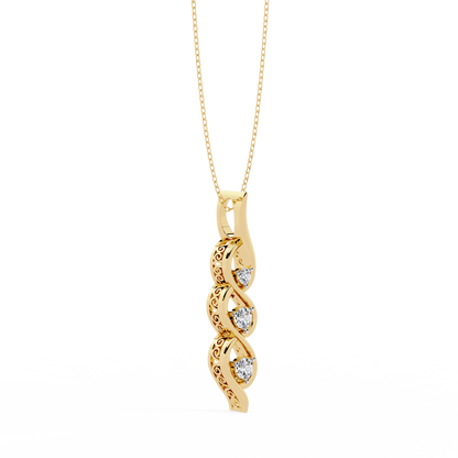 Round Cut Lab Grown Diamond  Antique Shapes 14K Solid Rose Gold Delicate Vintage  Pendant For bridal