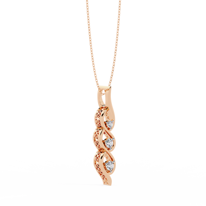 Round Cut Lab Grown Diamond  Antique Shapes 14K Solid Rose Gold Delicate Vintage  Pendant For bridal