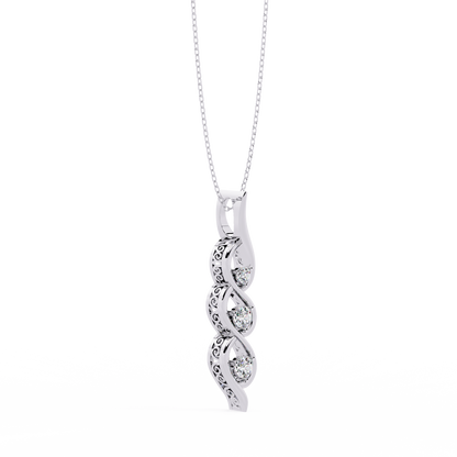 Round Cut Lab Grown Diamond  Antique Shapes 14K Solid Rose Gold Delicate Vintage  Pendant For bridal
