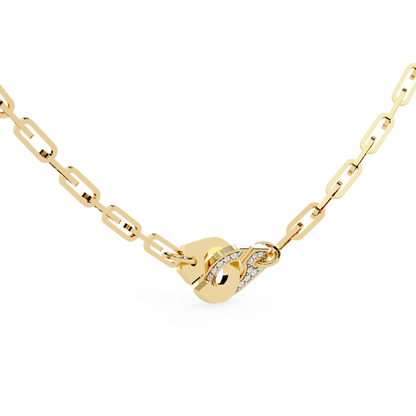 Round Cut Natural & Lab Grown 18k Solid Gold Art Deco Cluster Daily Wear Necklace For Women's