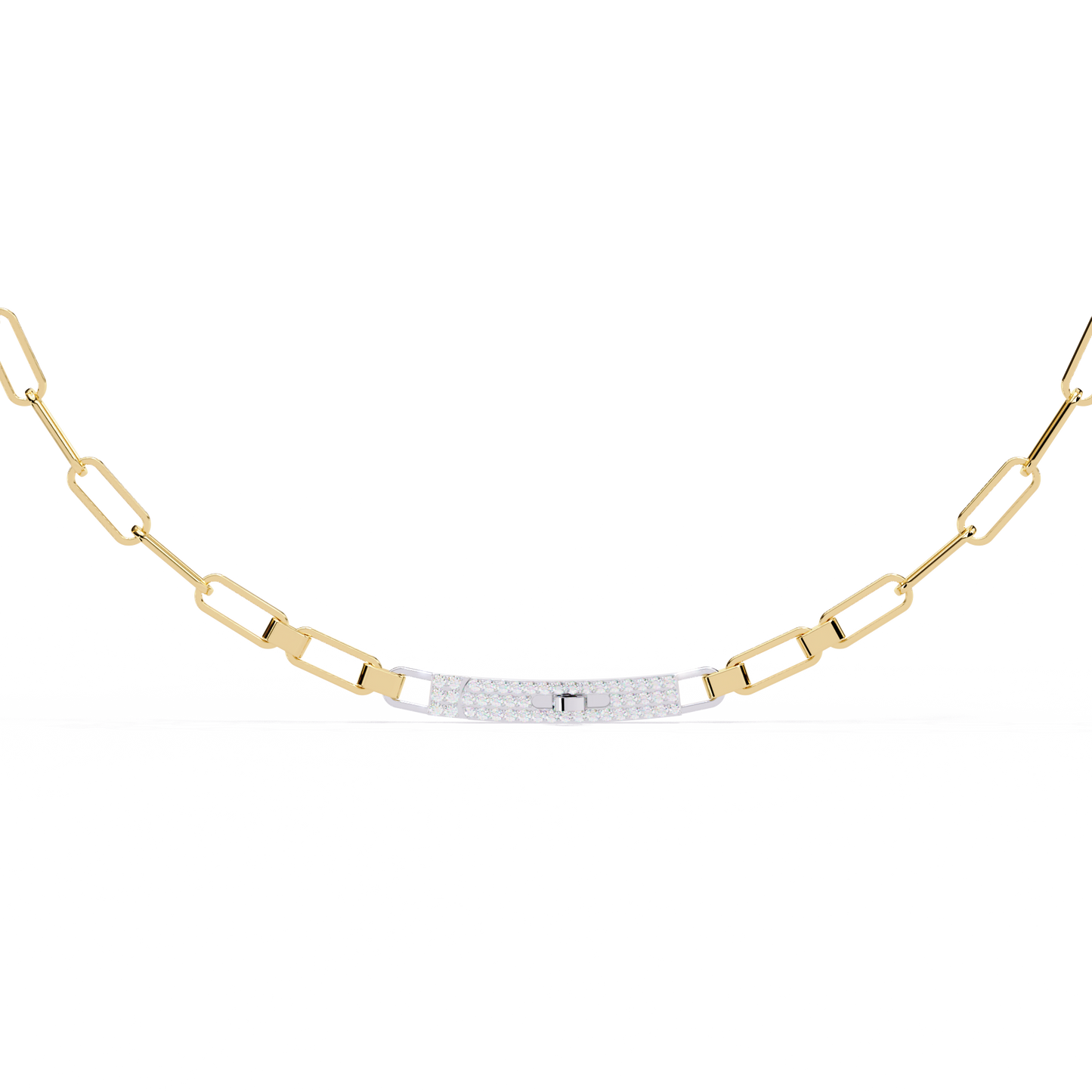 10k Solid White Gold  Round Cut Lab Grown And Natural  Unique Cluster Art Deco Daily Wear Chain Necklace