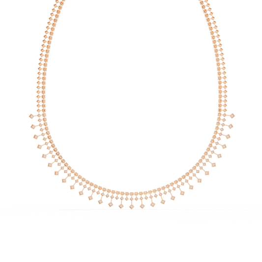 14k solid gold Round Cut 4.51 Ct Top Grade Diamond Classic Statement Bridesmaid  Diamond Necklace