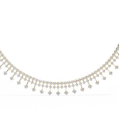 14k solid gold Round Cut 4.51 Ct Top Grade Diamond Classic Statement Bridesmaid  Diamond Necklace