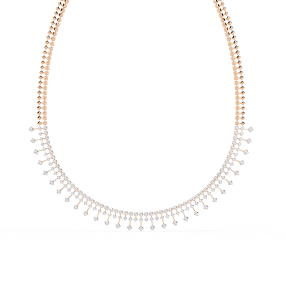 14k solid gold Round Cut 4.51 Ct Top Grade Diamond Classic Statement Bridesmaid  Diamond Necklace