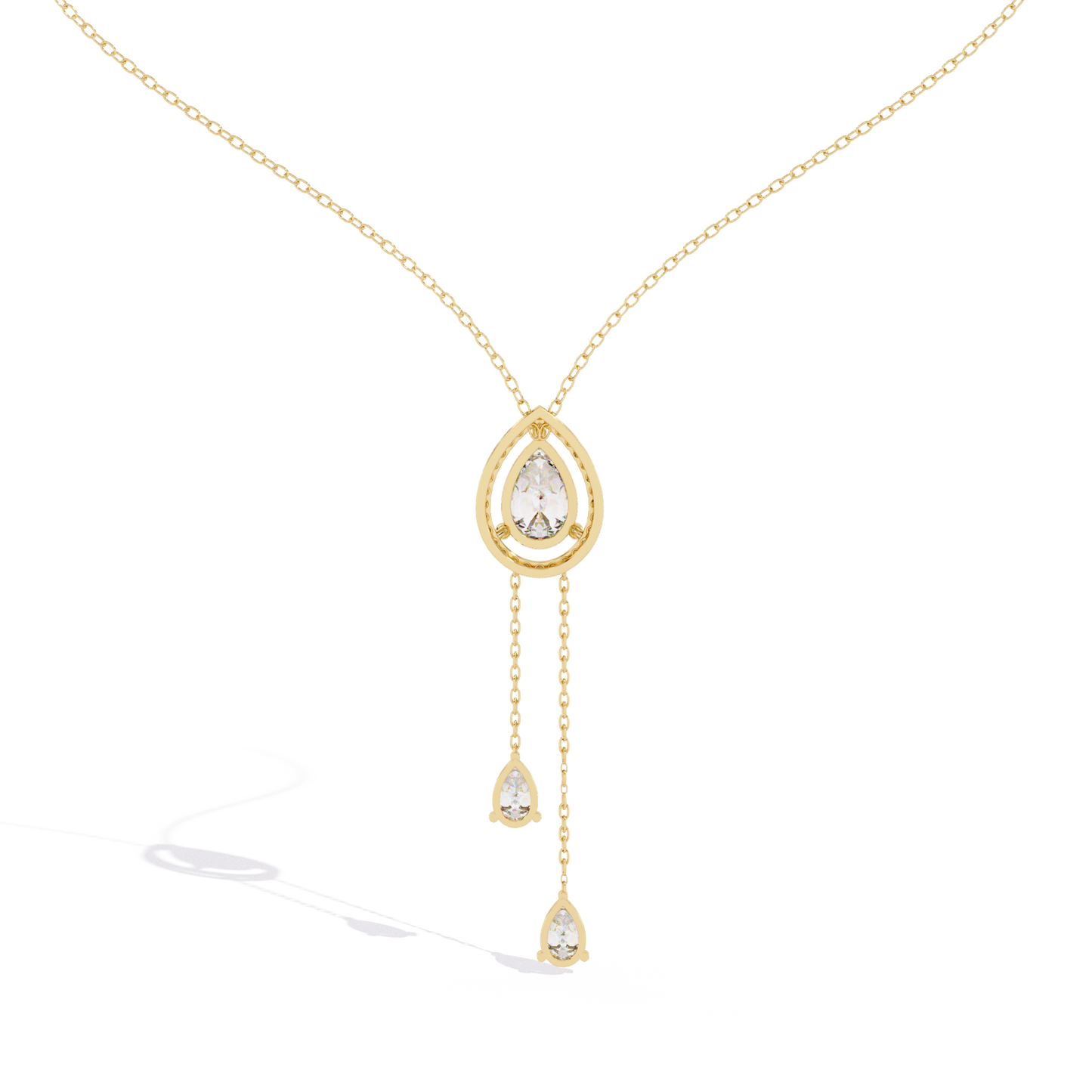 1.81 Ct Pear And Round Cut Lab Grown Diamond 10K solid White Gold  Halo Style Unique Stackable Necklace Gift For Her