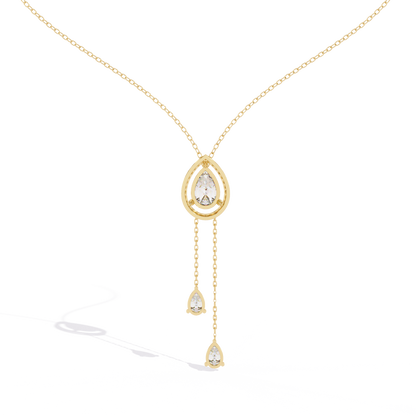 1.81 Ct Pear And Round Cut Lab Grown Diamond 10K solid White Gold  Halo Style Unique Stackable Necklace Gift For Her