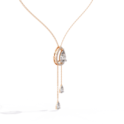1.81 Ct Pear And Round Cut Lab Grown Diamond 10K solid White Gold  Halo Style Unique Stackable Necklace Gift For Her