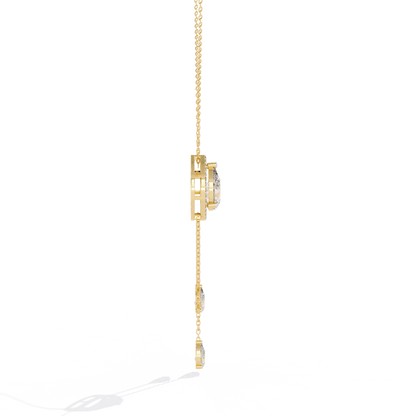 1.81 Ct Pear And Round Cut Lab Grown Diamond 10K solid White Gold  Halo Style Unique Stackable Necklace Gift For Her