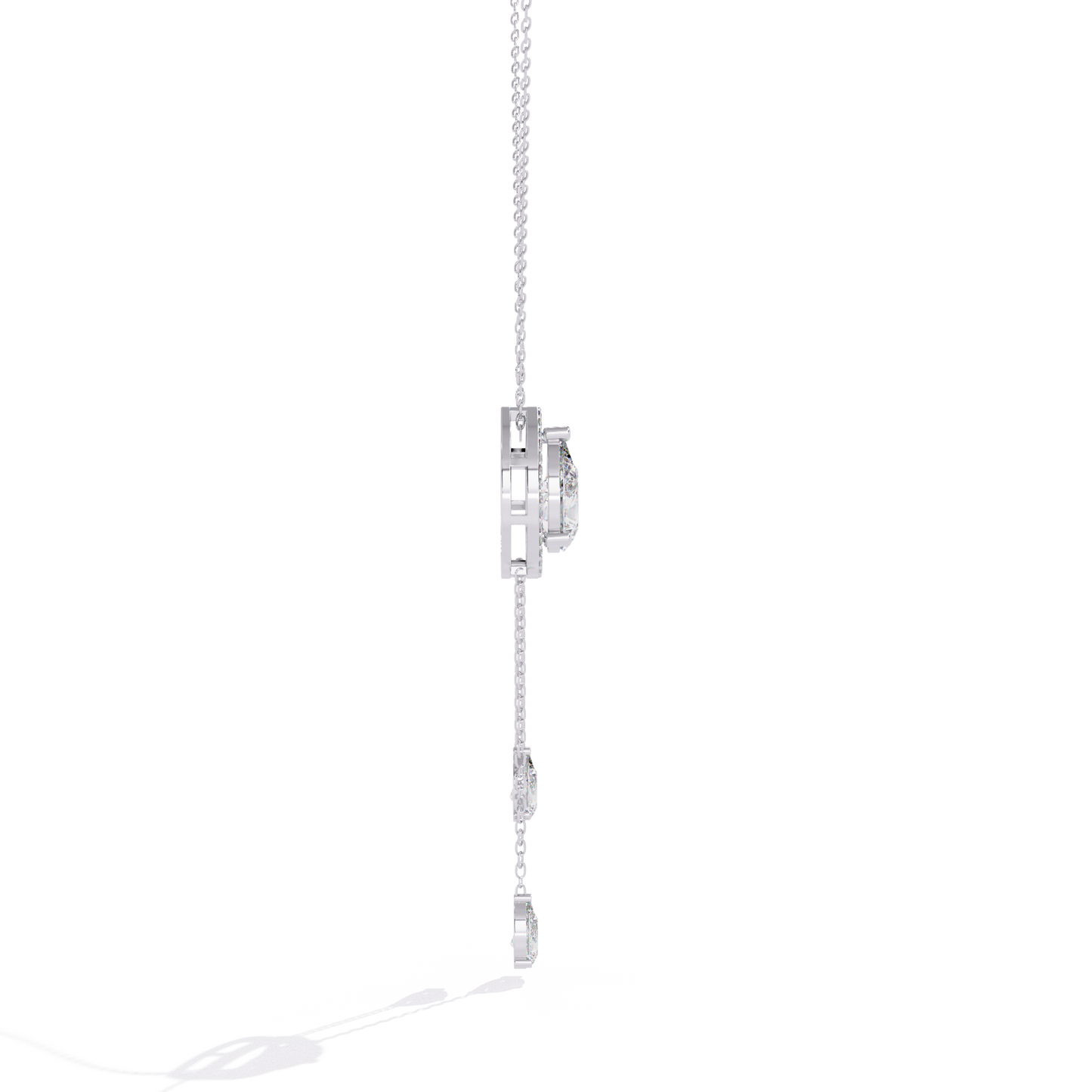 1.81 Ct Pear And Round Cut Lab Grown Diamond 10K solid White Gold  Halo Style Unique Stackable Necklace Gift For Her