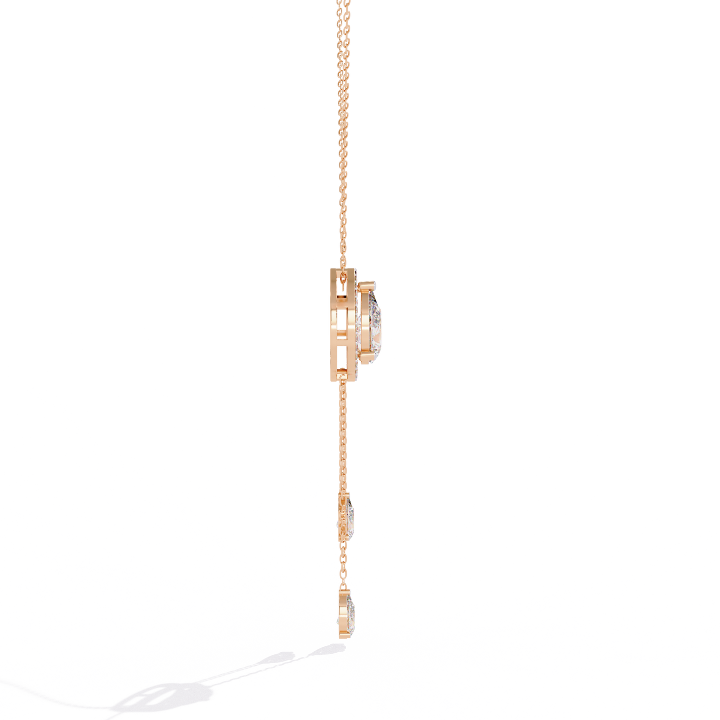 1.81 Ct Pear And Round Cut Lab Grown Diamond 10K solid White Gold  Halo Style Unique Stackable Necklace Gift For Her