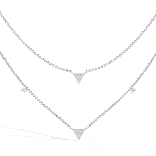 Round Cut 14k Solid White Gold Lab Grow And Natural Diamond Triangle Shape  Halo Necklace stunning look for girl