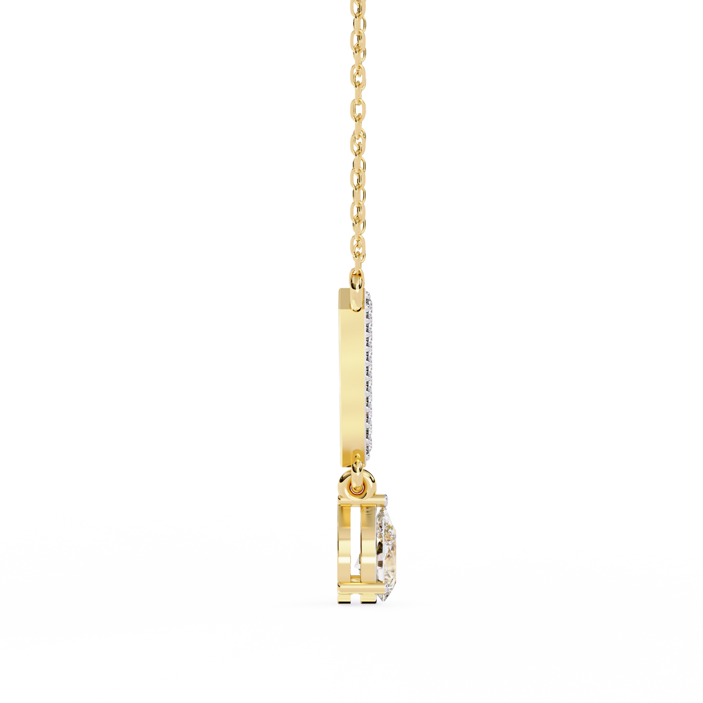 V Shape 10k Solid Gold  Pear And Round Cut Lab Grown Diamond Delicate Unique Statement Vintage Necklace