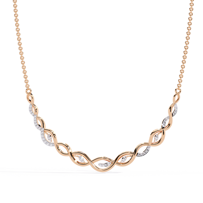 Twisted Round Cut 14k Solid Gold Lab Grown And Natural Diamond Antique Minimalist Party Wear Diamond Necklace Gift For Her