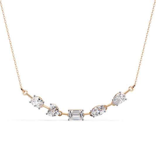2.81 Ct Multi Shape Lab Grown 14k White Gold Minimalist Dainty Necklace Gift For Her