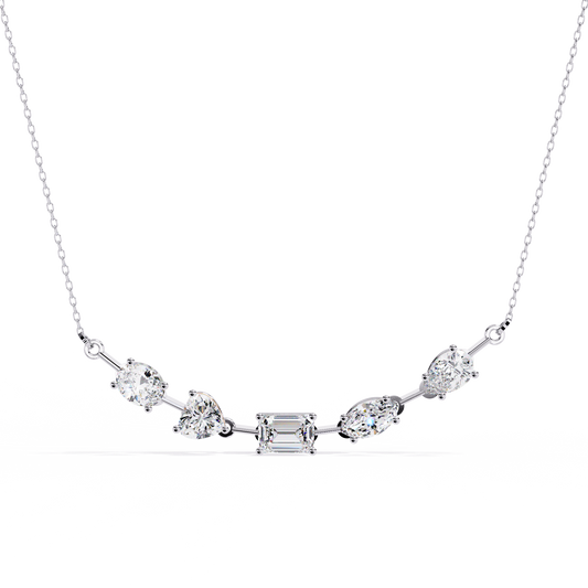 2.81 Ct Multi Shape Lab Grown Diamond 14k White Gold  Unique Elegant Minimalist Dainty Necklace Gift For Wife