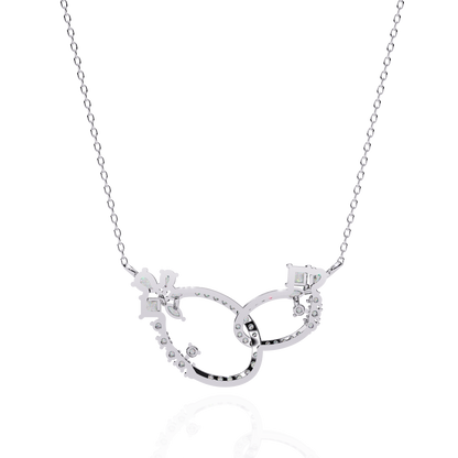 Princess, Marquise, Pear & Round Shapes Lab Grown  Diamond Art Deco  Stunning Classic Wedding Necklace For Women's